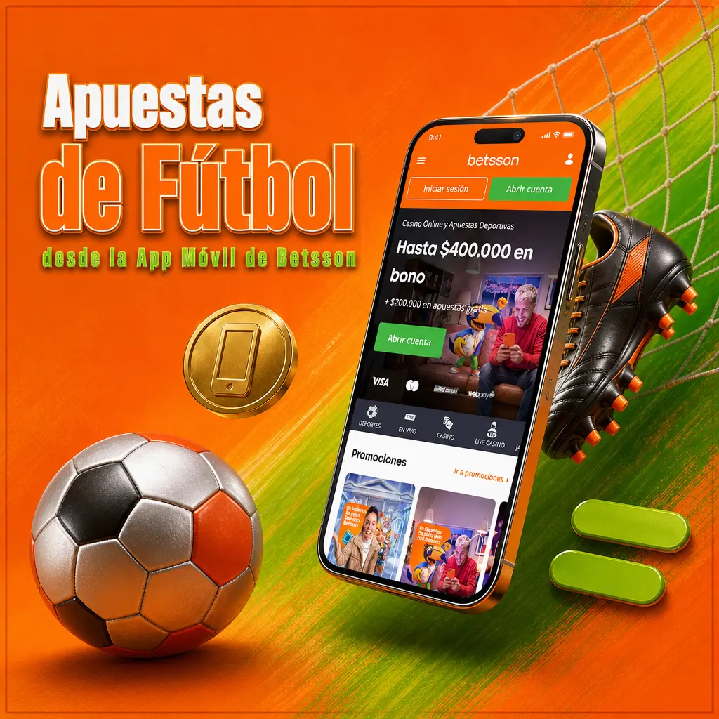App móvil de Betsson mostrando la sección de apuestas de fútbol