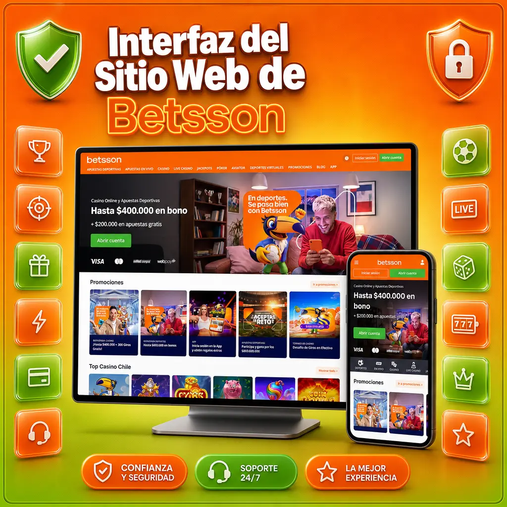 Interfaz del sitio web de Betsson